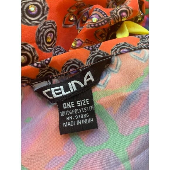 Celina womens Long high low dress one size  cut out back  multi vivid colo - Picture 8 of 9